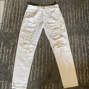 White ripped jeans